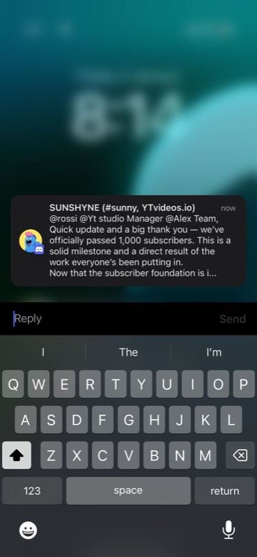 Client notification announcing a channel passing 1,000 subscribers